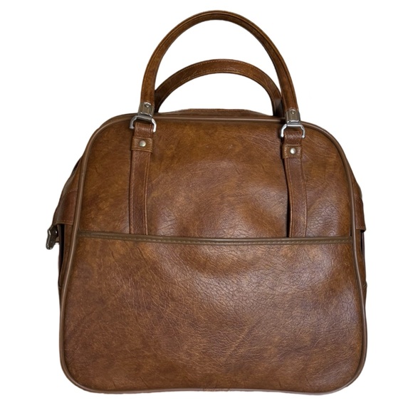 AMERICAN TOURISTER • Vintage Camel Leather Carry-On Bag Luggage Overnight - Picture 4 of 13